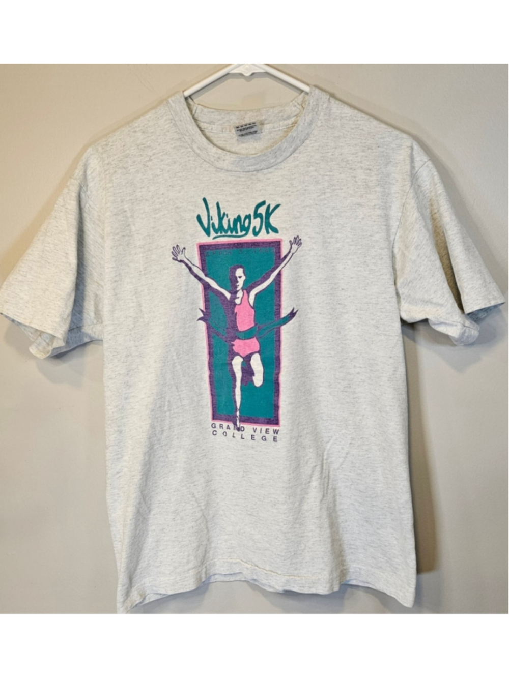 Vintage 1993 Grand View College Viking 5K T Shirt USA Single Stitch Large